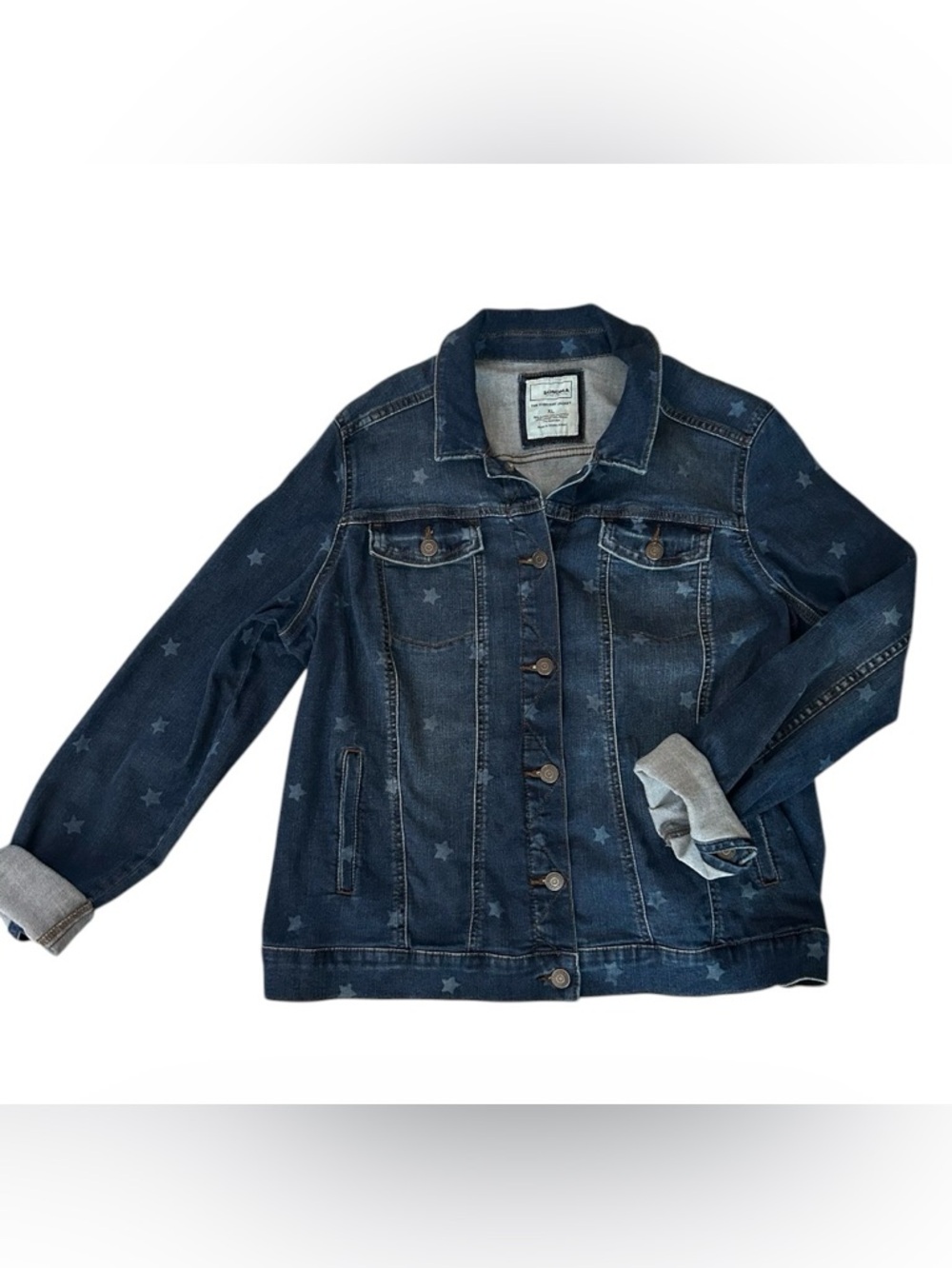Sonoma Goods For Life Denim Star Print Jacket - Dark Blue Sz XL